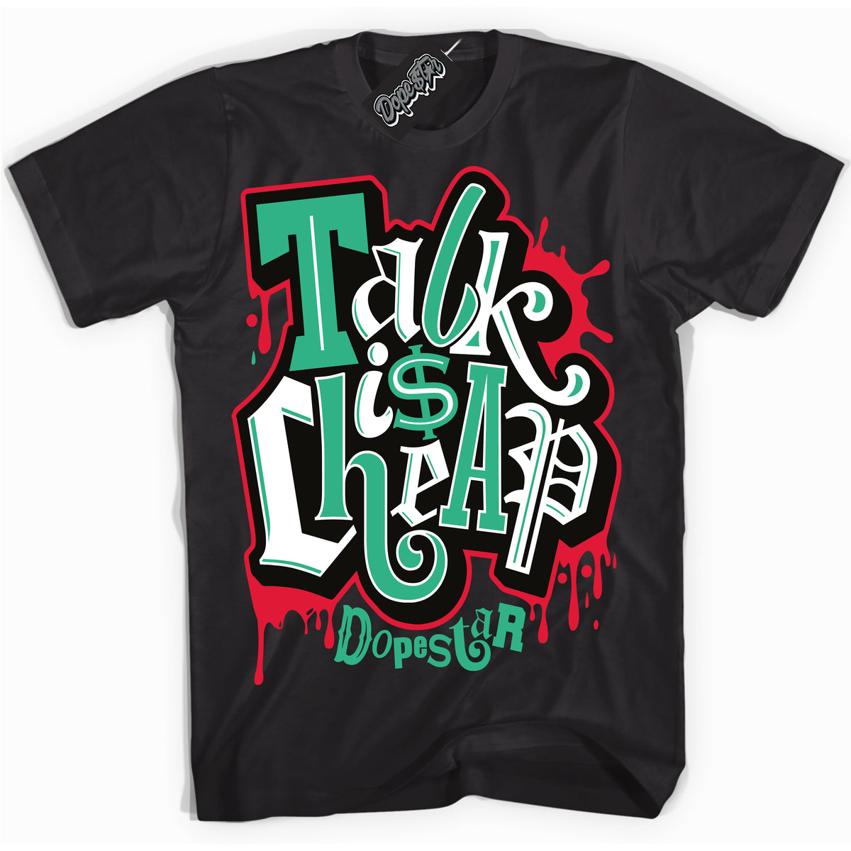 Cool Black Shirt with “ Talk Is Cheap” design that perfectly matches Quai 54 1s Sneakers.