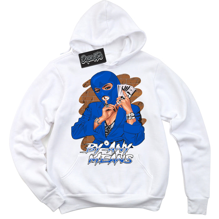 Cool White Hoodie with “ By Any Means ”  design that Perfectly Matches Quai 54 1s Sneakers.