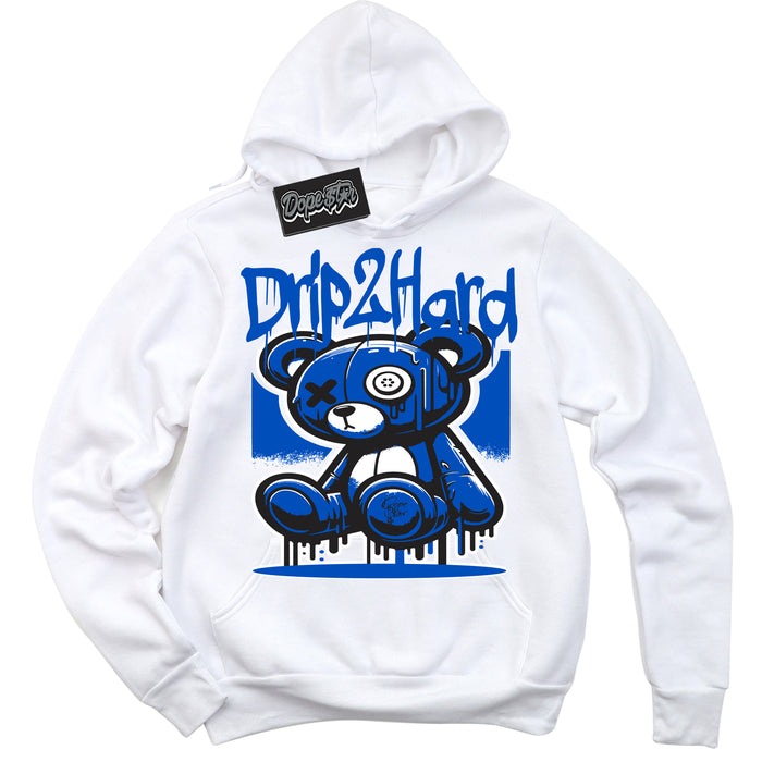 Cool White Hoodie with “ Drip 2 Hard ”  design that Perfectly Matches Quai 54 1s Sneakers.