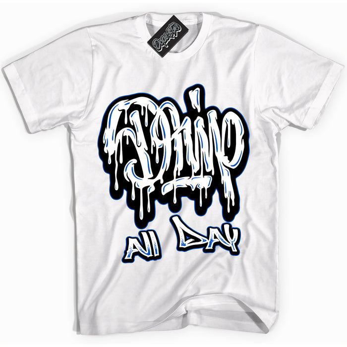 Cool White Shirt with “ Drip All Day” design that perfectly matches Quai 54 1s Sneakers.