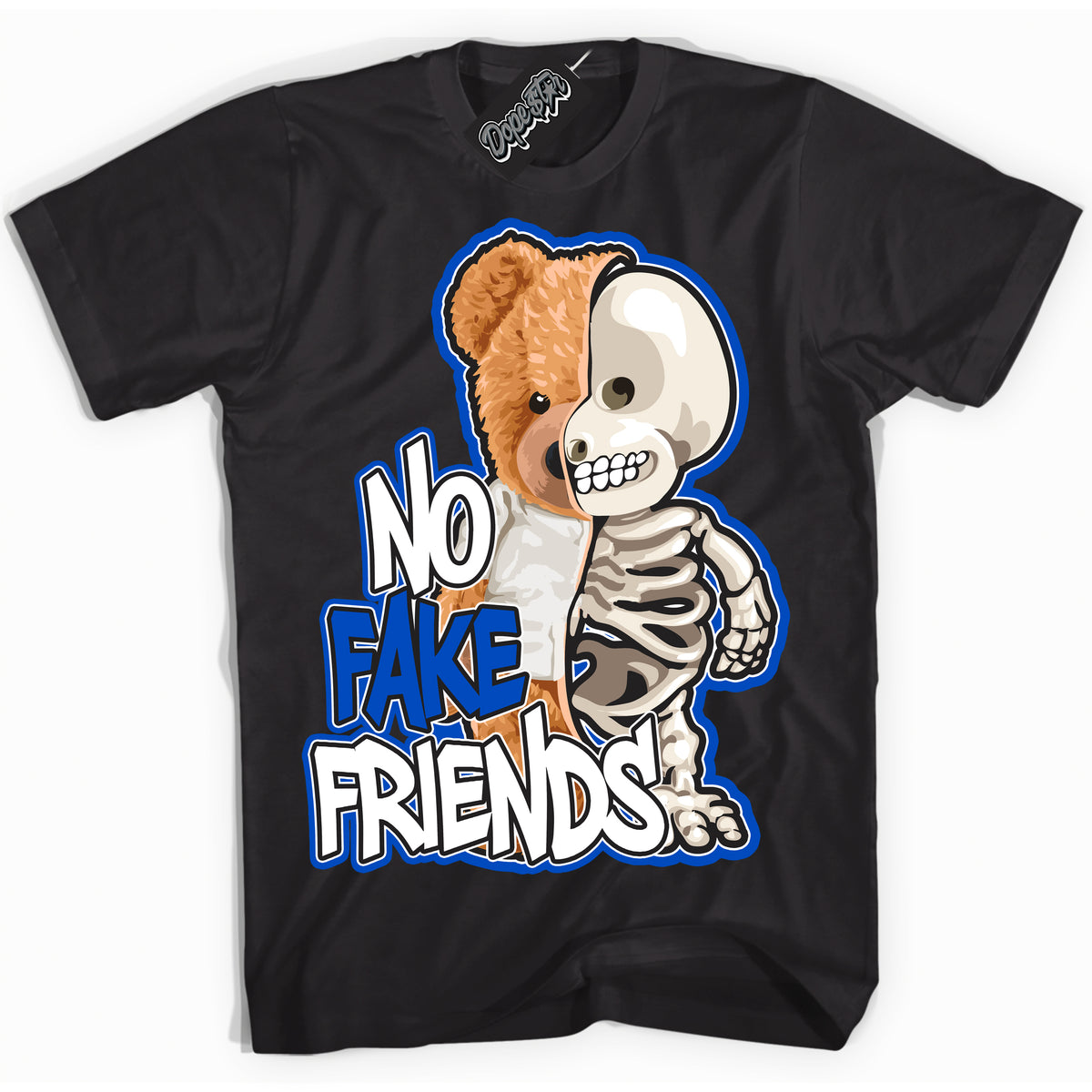 Cool Black Shirt with “ No Fake Friends” design that perfectly matches Quai 54 1s Sneakers.