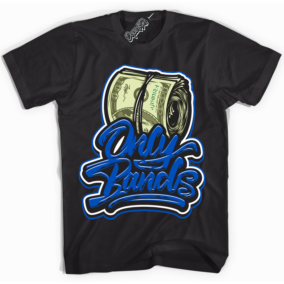 Cool Black Shirt with “ Only Bands” design that perfectly matches Quai 54 1s Sneakers.