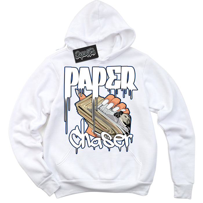 Cool White Hoodie with “ Paper Chaser ”  design that Perfectly Matches Quai 54 1s Sneakers.