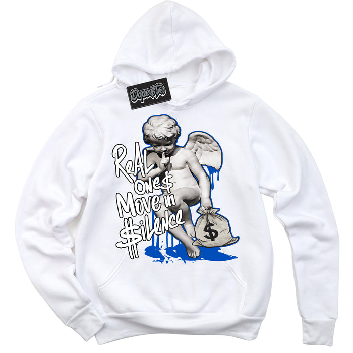 Cool White Hoodie with “ Real Ones Cherub ”  design that Perfectly Matches Quai 54 1s Sneakers.