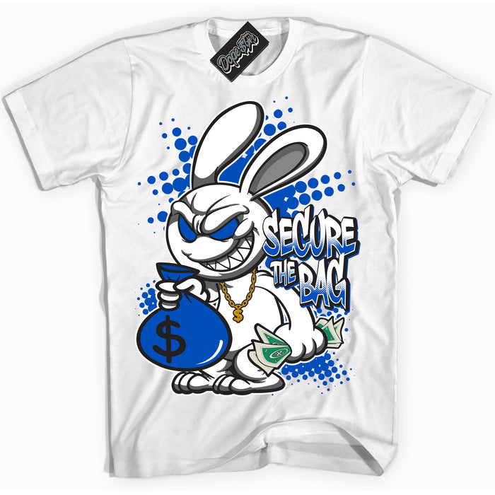 Cool White Shirt with “ Secure The Bag” design that perfectly matches Quai 54 1s Sneakers.