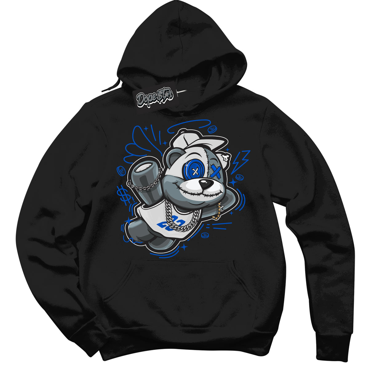 Cool Black Hoodie with “ Slam Dunk Bear ”  design that Perfectly Matches Quai 54 1s Sneakers.