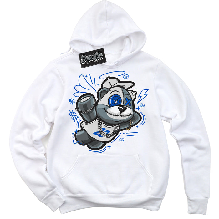 Cool White Hoodie with “ Slam Dunk Bear ”  design that Perfectly Matches Quai 54 1s Sneakers.