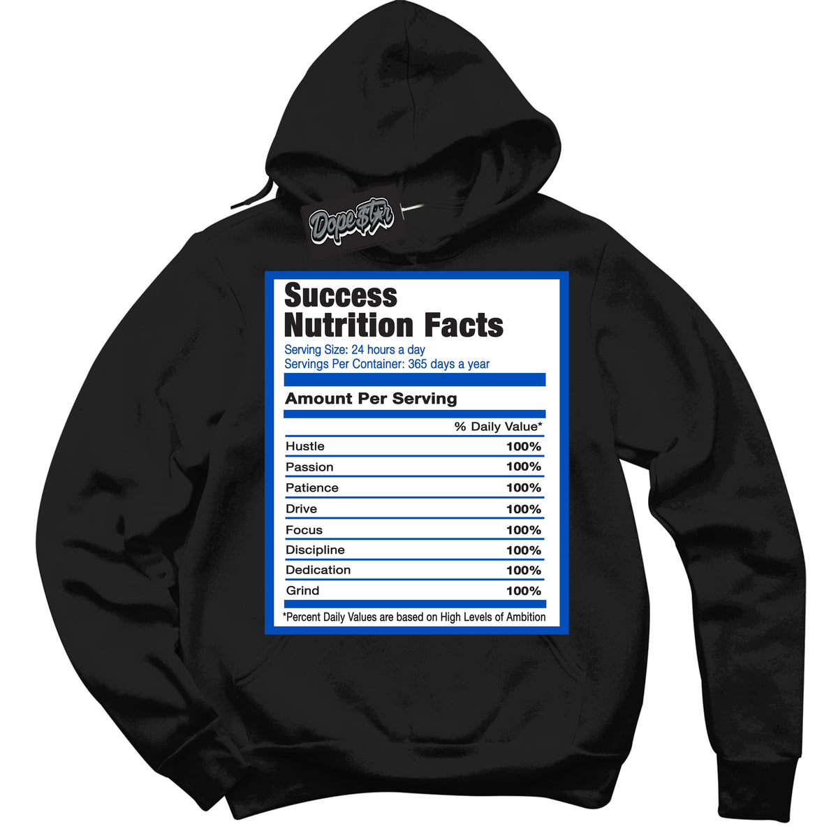 Cool Black Hoodie with “ Success Nutrition ”  design that Perfectly Matches Quai 54 1s Sneakers.