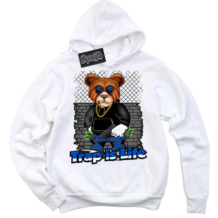 Cool White Hoodie with “ Trap Is Life ”  design that Perfectly Matches Quai 54 1s Sneakers.