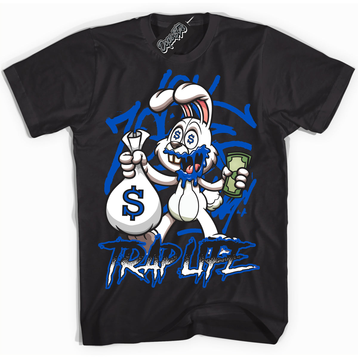 Cool Black Shirt with “ Trap Rabbit” design that perfectly matches Quai 54 1s Sneakers.
