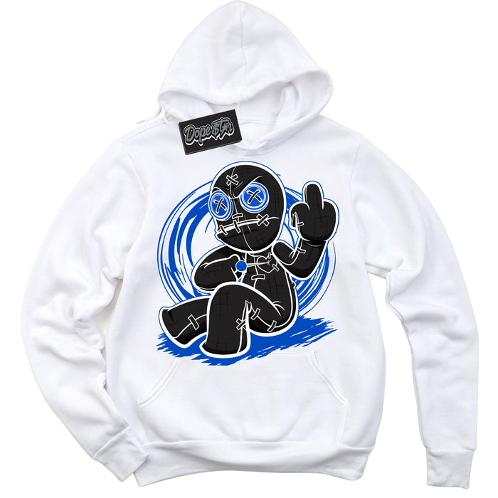 Cool White Hoodie with “ VooDoo Doll ”  design that Perfectly Matches Quai 54 1s Sneakers.