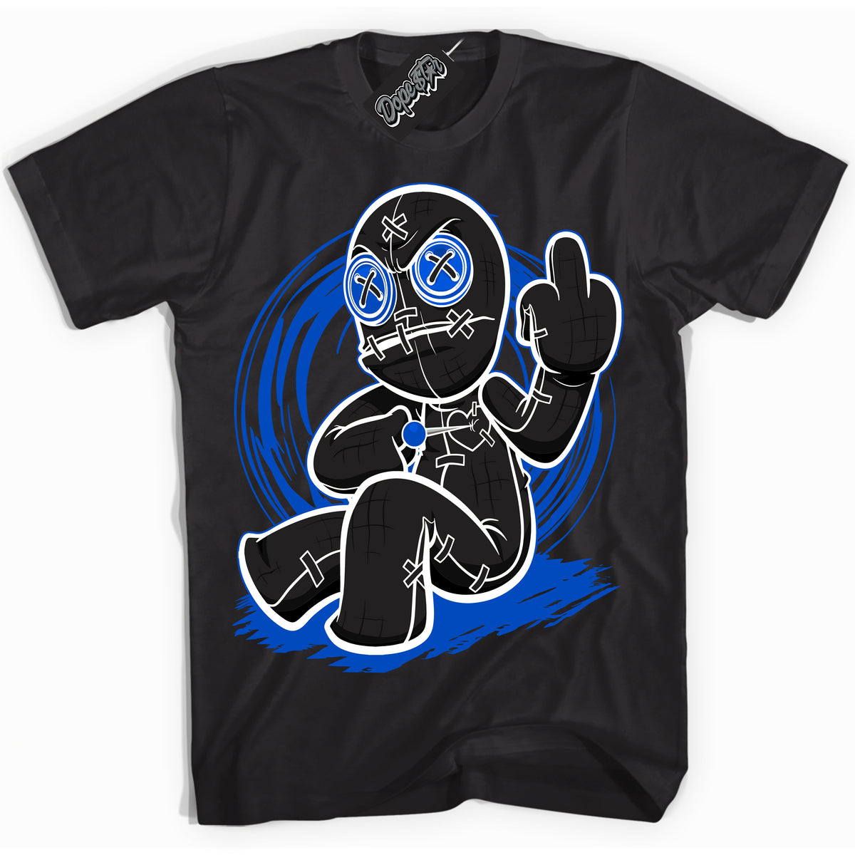 Cool Black Shirt with “ VooDoo Doll” design that perfectly matches Quai 54 1s Sneakers.