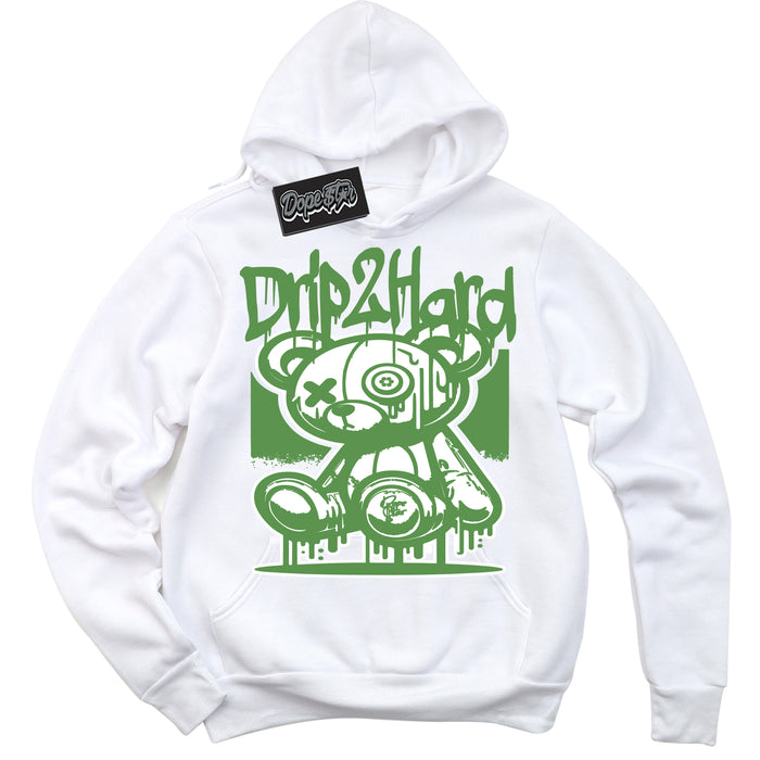 Cool White Hoodie with “ Drip 2 Hard ”  design that Perfectly Matches Chlorophyll 1s Jordans.
