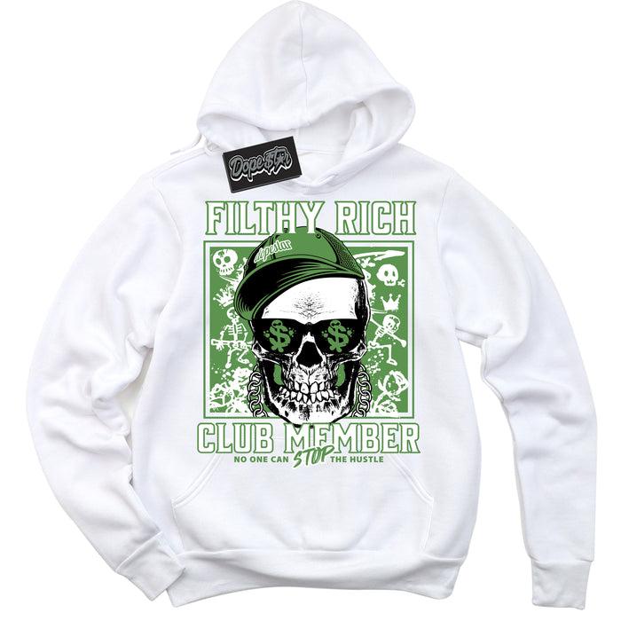 Cool White Hoodie with “ Filthy Rich ”  design that Perfectly Matches Chlorophyll 1s Sneakers.