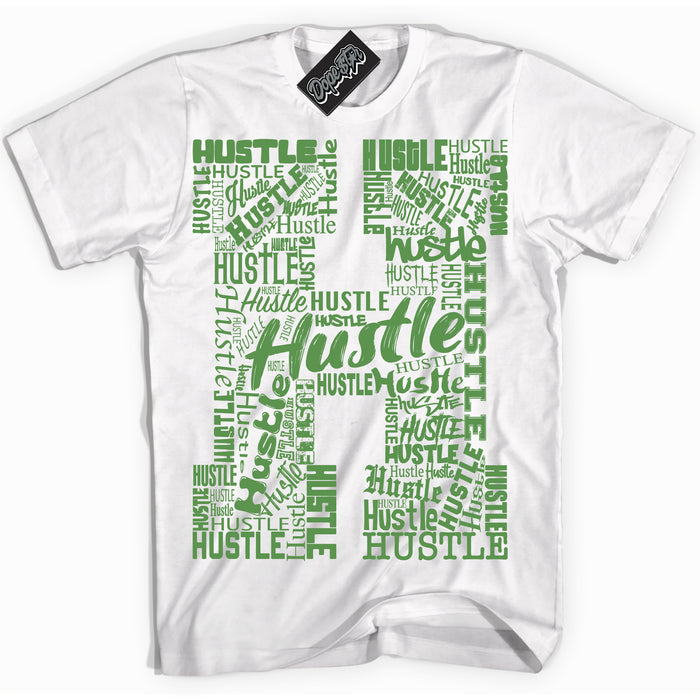 Cool White Shirt with “ Hustle H ” design that perfectly matches Chlorophyll 1s Jordans.
