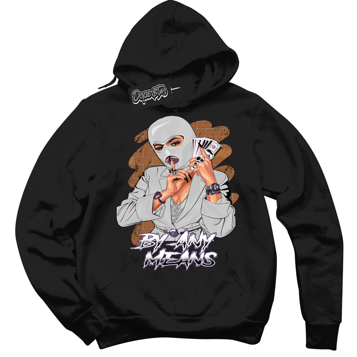 Cool Black Hoodie with “ By Any Means ”  design that Perfectly Matches Punk Rock 1s Sneakers.