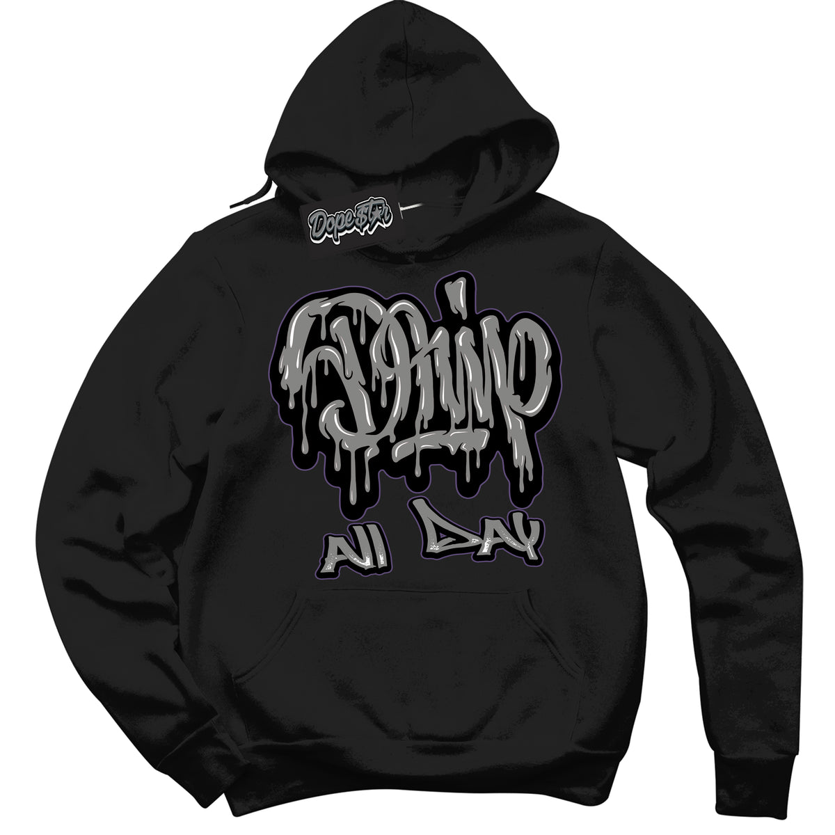 Cool Black Hoodie with “ Drip All Day ”  design that Perfectly Matches Punk Rock 1s Sneakers.