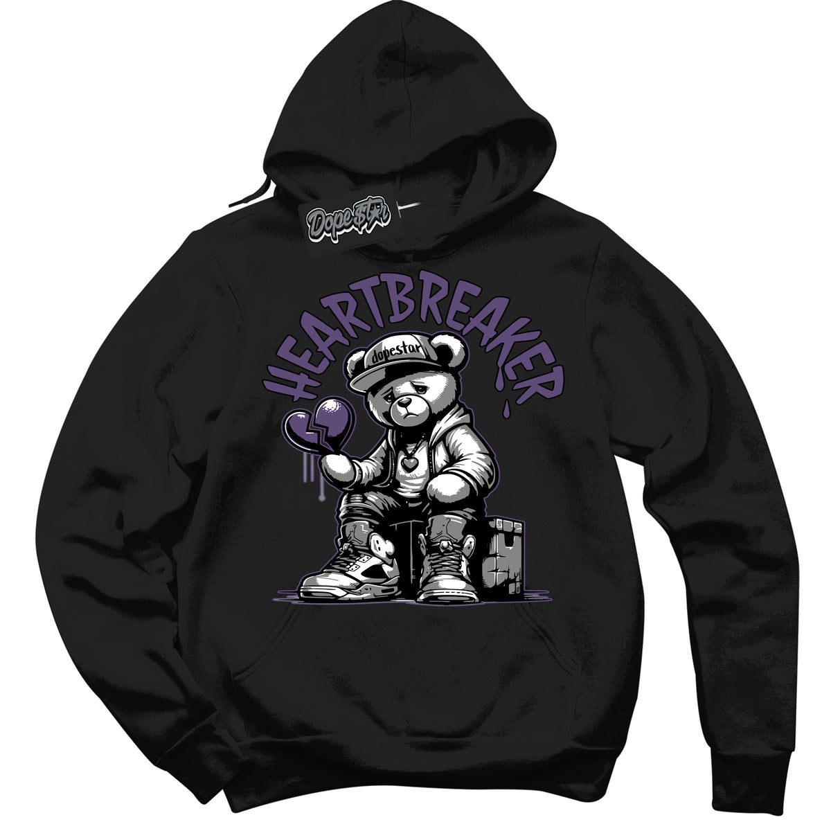 Cool Black Hoodie with “ Heartbreaker Bear ”  design that Perfectly Matches Punk Rock 1s Sneakers.