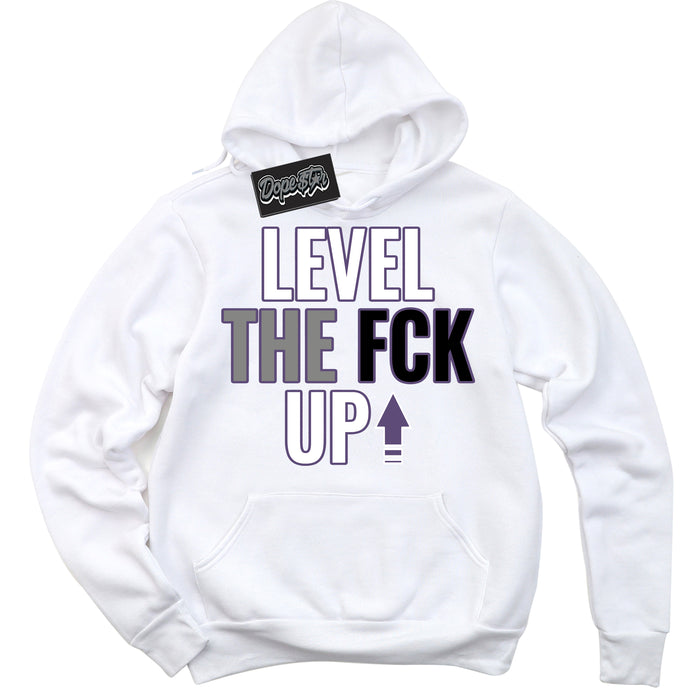 Cool White Hoodie with “ Level The Fck Up ”  design that Perfectly Matches Punk Rock 1s Sneakers.