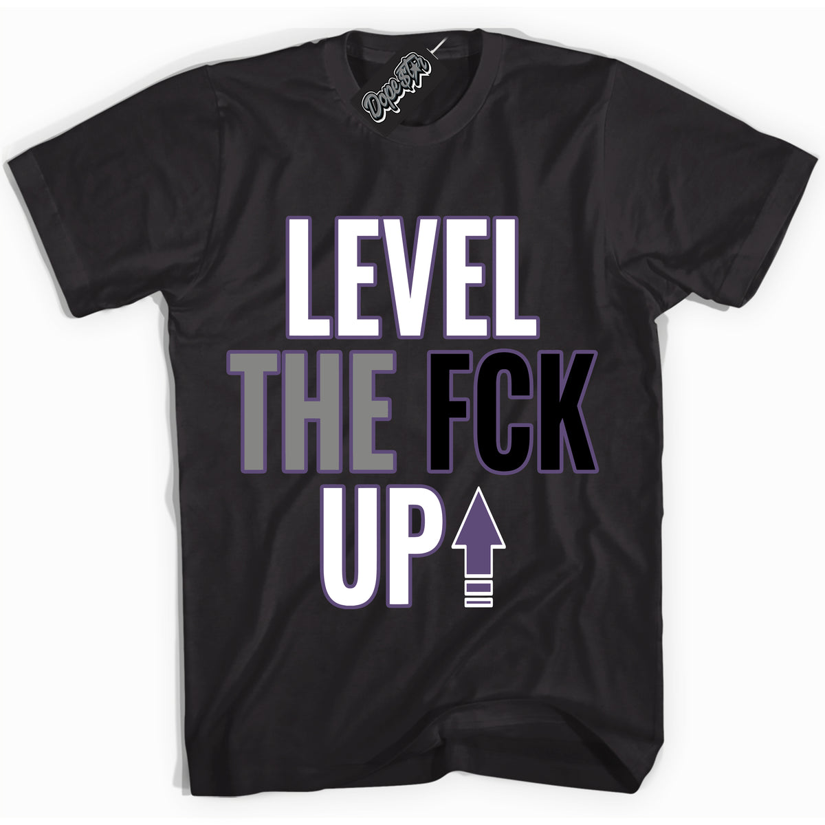 Cool Black Shirt with “ Level The Fck Up” design that perfectly matches Punk Rock 1s Sneakers.