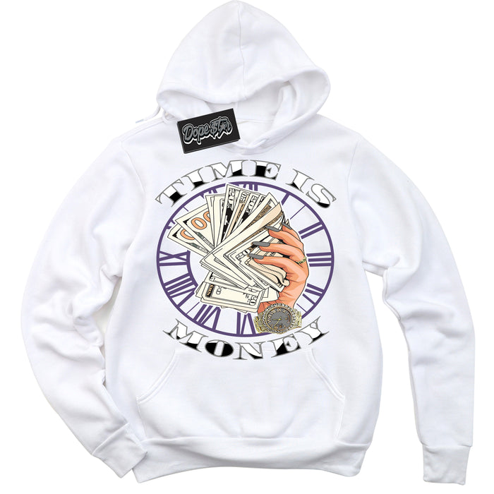 Cool White Hoodie with “ Time Is Money ”  design that Perfectly Matches Punk Rock 1s Sneakers.