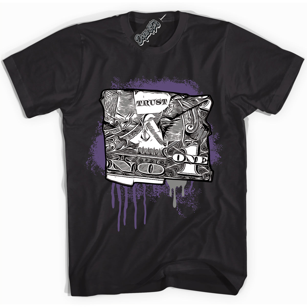 Cool Black Shirt with “ Trust No One Dollar” design that perfectly matches Punk Rock 1s Sneakers.