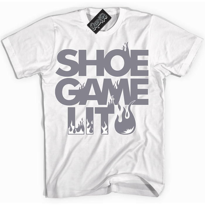 Cool White Shirt with “ Shoe Game Lit ” design that perfectly matches Vintage Stealth Grey 1s Sneakers.