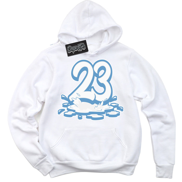 AJ1 Mid Legend Blue ‘23 Melting’ – White Streetwear Hoodie | Sneaker Matching sweatshirt for AJ1 Mid Legend Blue | Men's and Women's Streetwear Graphic Hoodie by Sneaker Shirts Outlet.

