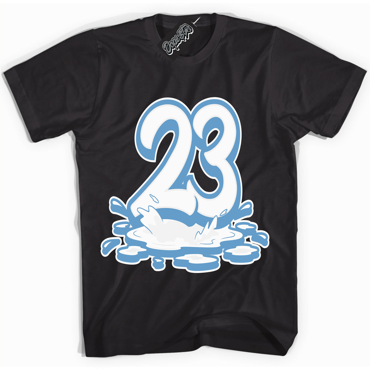 AJ1 Mid Legend Blue ‘23 Melting’ – Black Streetwear T-Shirt | Sneaker Matching shirt for AJ1 Mid Legend Blue | Men's and Women's Streetwear Graphic Tee by Sneaker Shirts Outlet.
