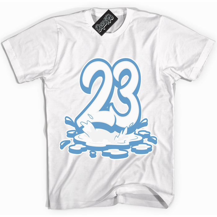 AJ1 Mid Legend Blue ‘23 Melting’ – White Streetwear T-Shirt | Sneaker Matching shirt for AJ1 Mid Legend Blue | Men's and Women's Streetwear Graphic Tee by Sneaker Shirts Outlet.
