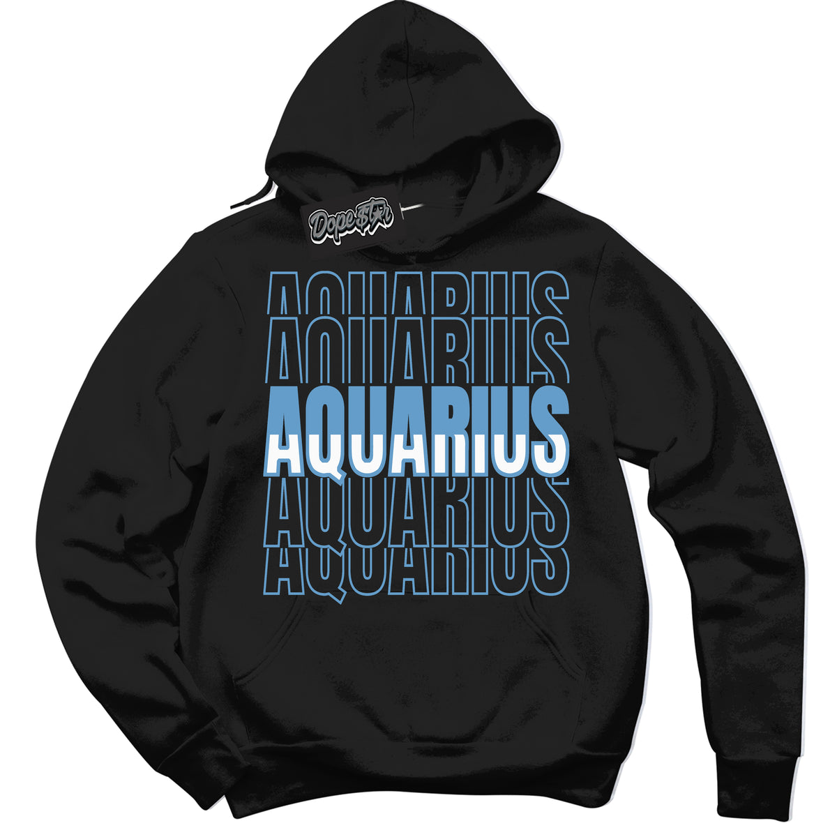 AJ1 Mid Legend Blue ‘Aquarius’ – Black Streetwear Hoodie | Sneaker Matching sweatshirt for AJ1 Mid Legend Blue | Men's and Women's Streetwear Graphic Hoodie by Sneaker Shirts Outlet.
