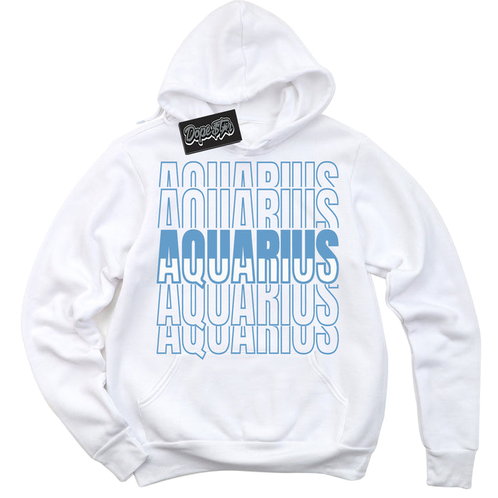 AJ1 Mid Legend Blue ‘Aquarius’ – White Streetwear Hoodie | Sneaker Matching sweatshirt for AJ1 Mid Legend Blue | Men's and Women's Streetwear Graphic Hoodie by Sneaker Shirts Outlet.

