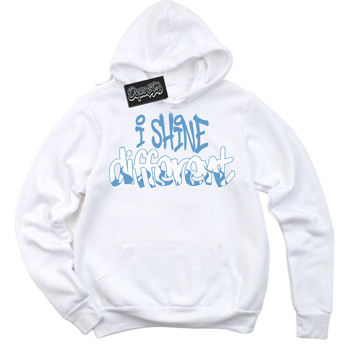 AJ1 Mid Legend Blue ‘I Shine Different’ – White Streetwear Hoodie | Sneaker Matching sweatshirt for AJ1 Mid Legend Blue | Men's and Women's Streetwear Graphic Hoodie by Sneaker Shirts Outlet.
