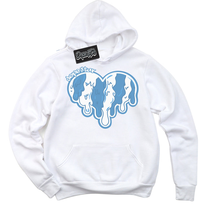 AJ1 Mid Legend Blue ‘Melting Heart’ – White Streetwear Hoodie | Sneaker Matching sweatshirt for AJ1 Mid Legend Blue | Men's and Women's Streetwear Graphic Hoodie by Sneaker Shirts Outlet.
