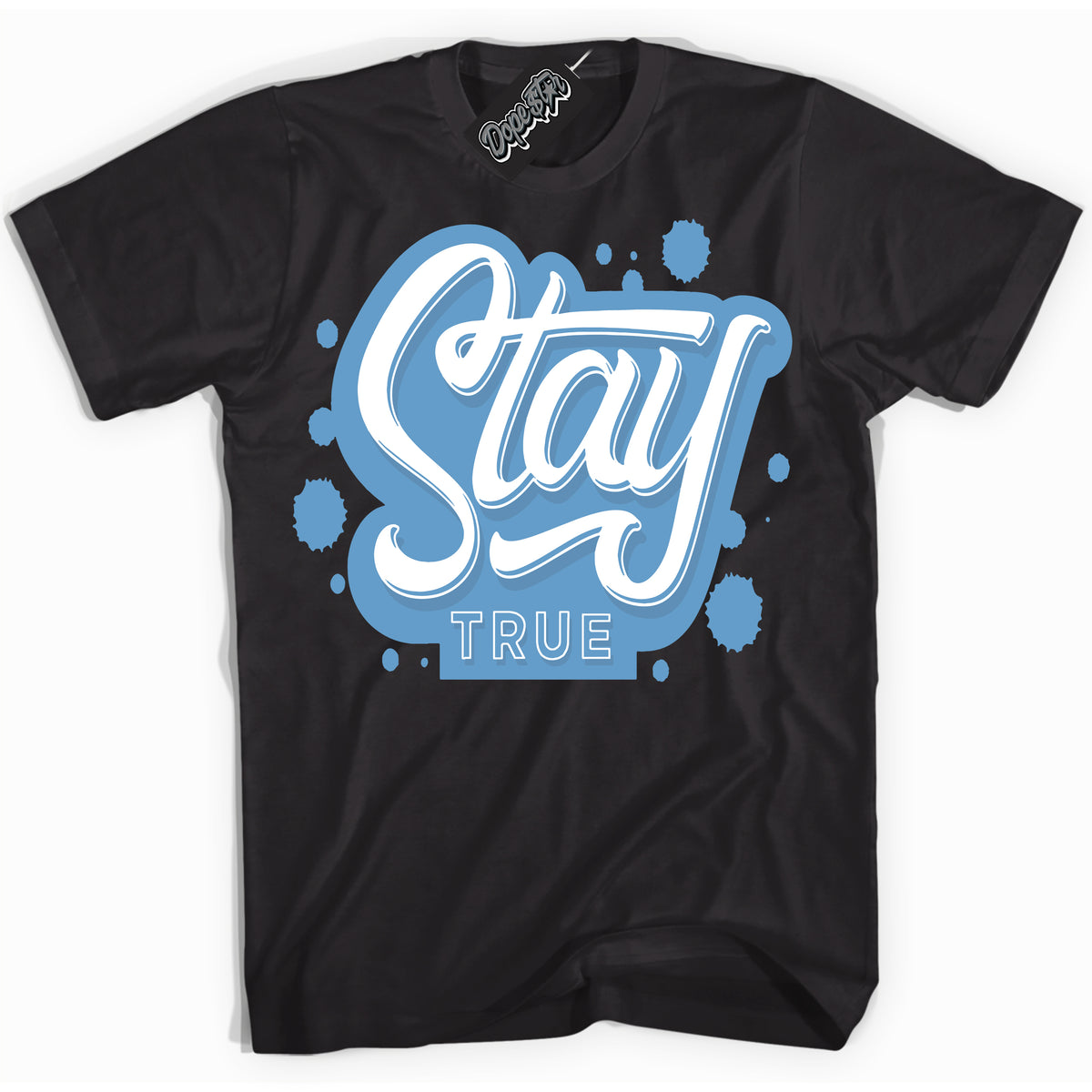 AJ1 Mid Legend Blue ‘Stay True’ – Black Streetwear T-Shirt | Sneaker Matching shirt for AJ1 Mid Legend Blue | Men's and Women's Streetwear Graphic Tee by Sneaker Shirts Outlet.
