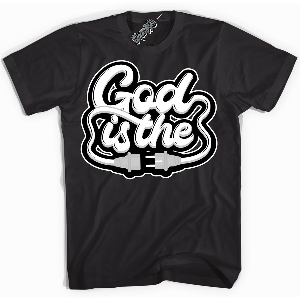 AJ1 Mid Off Noir Toe ‘God Is The’ – Black Streetwear T-Shirt | Sneaker Matching shirt for AJ1 Mid Off Noir Toe | Men's and Women's Streetwear Graphic Tee by Sneaker Shirts Outlet.
