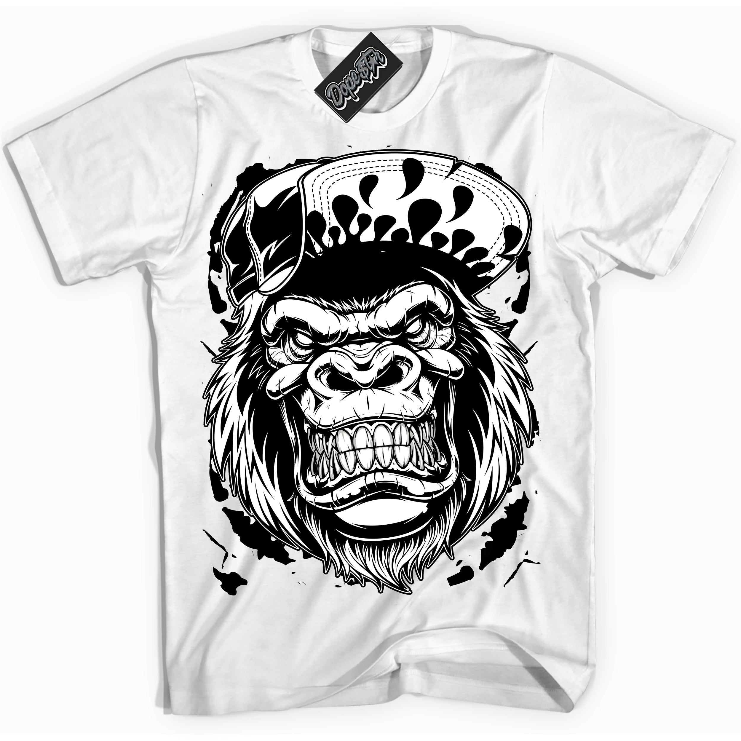 AJ1 Mid Off Noir Toe ‘Gorilla Beast’ – White Streetwear T-Shirt | Sneaker Matching shirt for AJ1 Mid Off Noir Toe | Men's and Women's Streetwear Graphic Tee by Sneaker Shirts Outlet.
