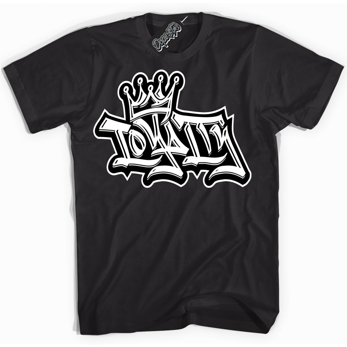 AJ1 Mid Off Noir Toe ‘Loyalty Crown’ – Black Streetwear T-Shirt | Sneaker Matching shirt for AJ1 Mid Off Noir Toe | Men's and Women's Streetwear Graphic Tee by Sneaker Shirts Outlet.
