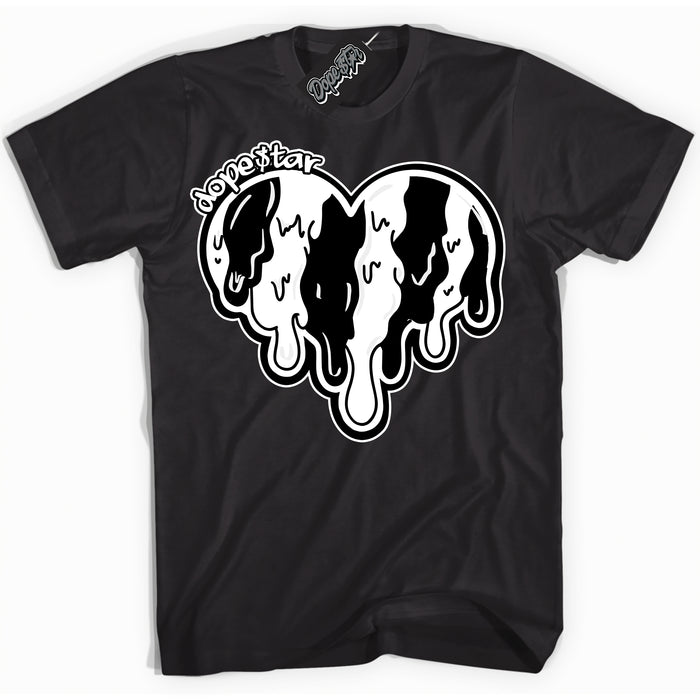 AJ1 Mid Off Noir Toe ‘Melting Heart’ – Black Streetwear T-Shirt | Sneaker Matching shirt for AJ1 Mid Off Noir Toe | Men's and Women's Streetwear Graphic Tee by Sneaker Shirts Outlet.

