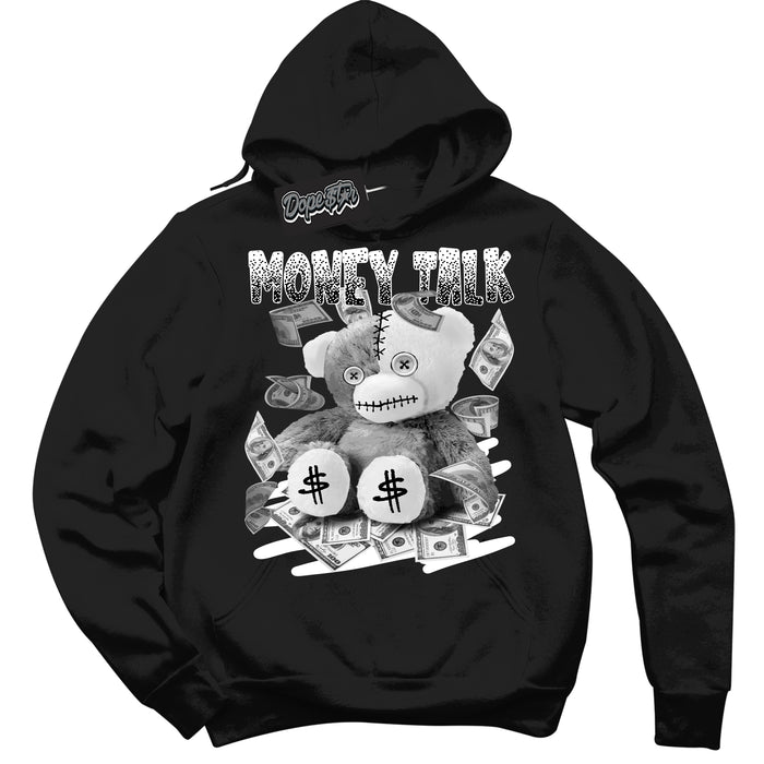 AJ1 Mid Off Noir Toe ‘Money Talk Bear’ – Black Streetwear Hoodie | Sneaker Matching sweatshirt for AJ1 Mid Off Noir Toe | Men's and Women's Streetwear Graphic Hoodie by Sneaker Shirts Outlet.
