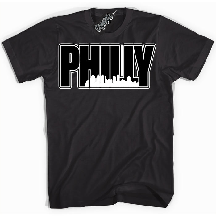 AJ1 Mid Off Noir Toe ‘Philly’ – Black Streetwear T-Shirt | Sneaker Matching shirt for AJ1 Mid Off Noir Toe | Men's and Women's Streetwear Graphic Tee by Sneaker Shirts Outlet.
