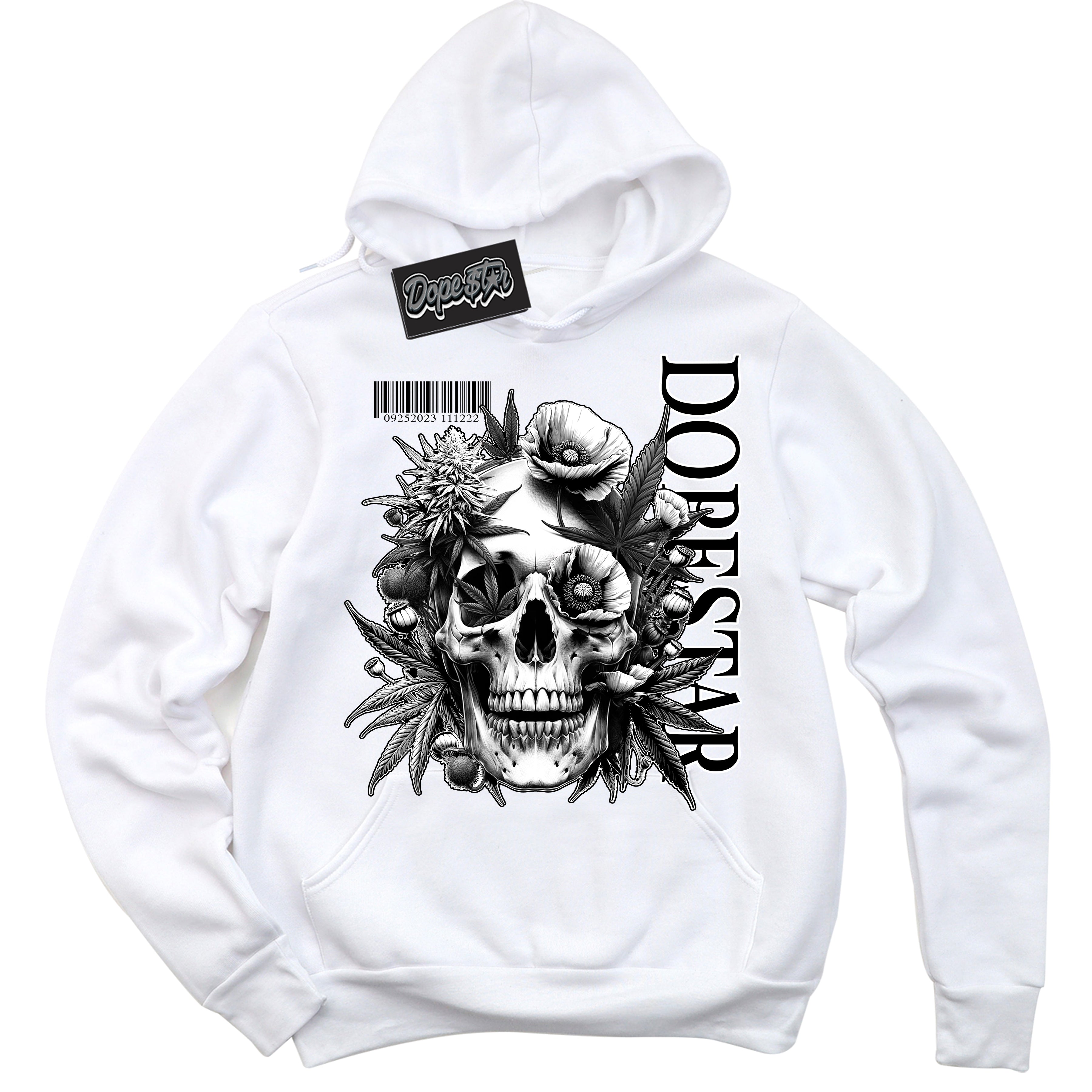 AJ1 Mid Off Noir Toe ‘Skull Poppies’ – White Streetwear Hoodie | Sneaker Matching sweatshirt for AJ1 Mid Off Noir Toe | Men's and Women's Streetwear Graphic Hoodie by Sneaker Shirts Outlet.
