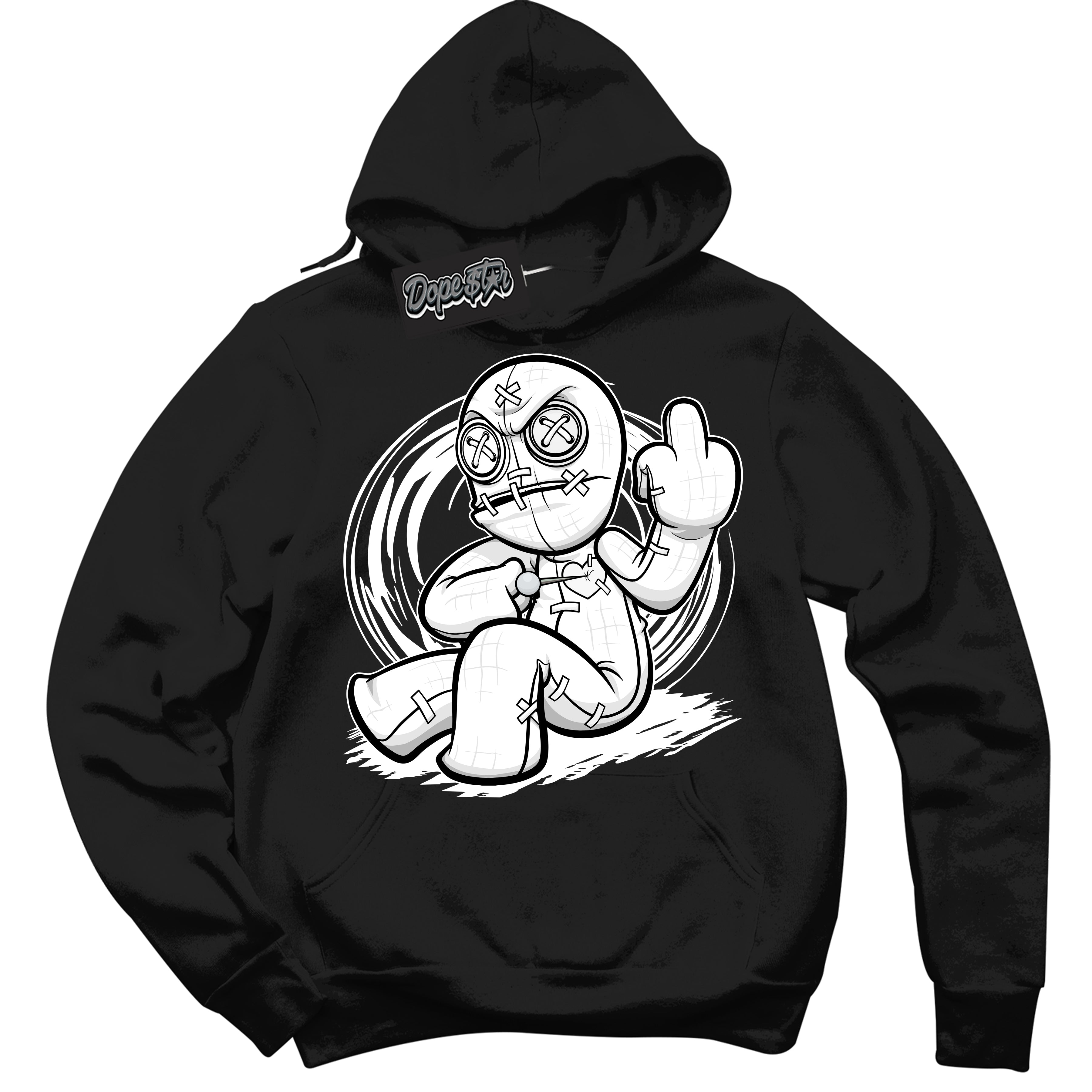 AJ1 Mid Off Noir Toe ‘Voodoo Doll’ – Black Streetwear Hoodie | Sneaker Matching sweatshirt for AJ1 Mid Off Noir Toe | Men's and Women's Streetwear Graphic Hoodie by Sneaker Shirts Outlet.
