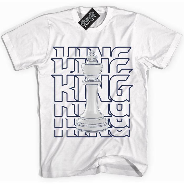 Cool White Shirt with “King Chess” design that perfectly matches the Wolf Grey Midnight Navy 1s Jordans.