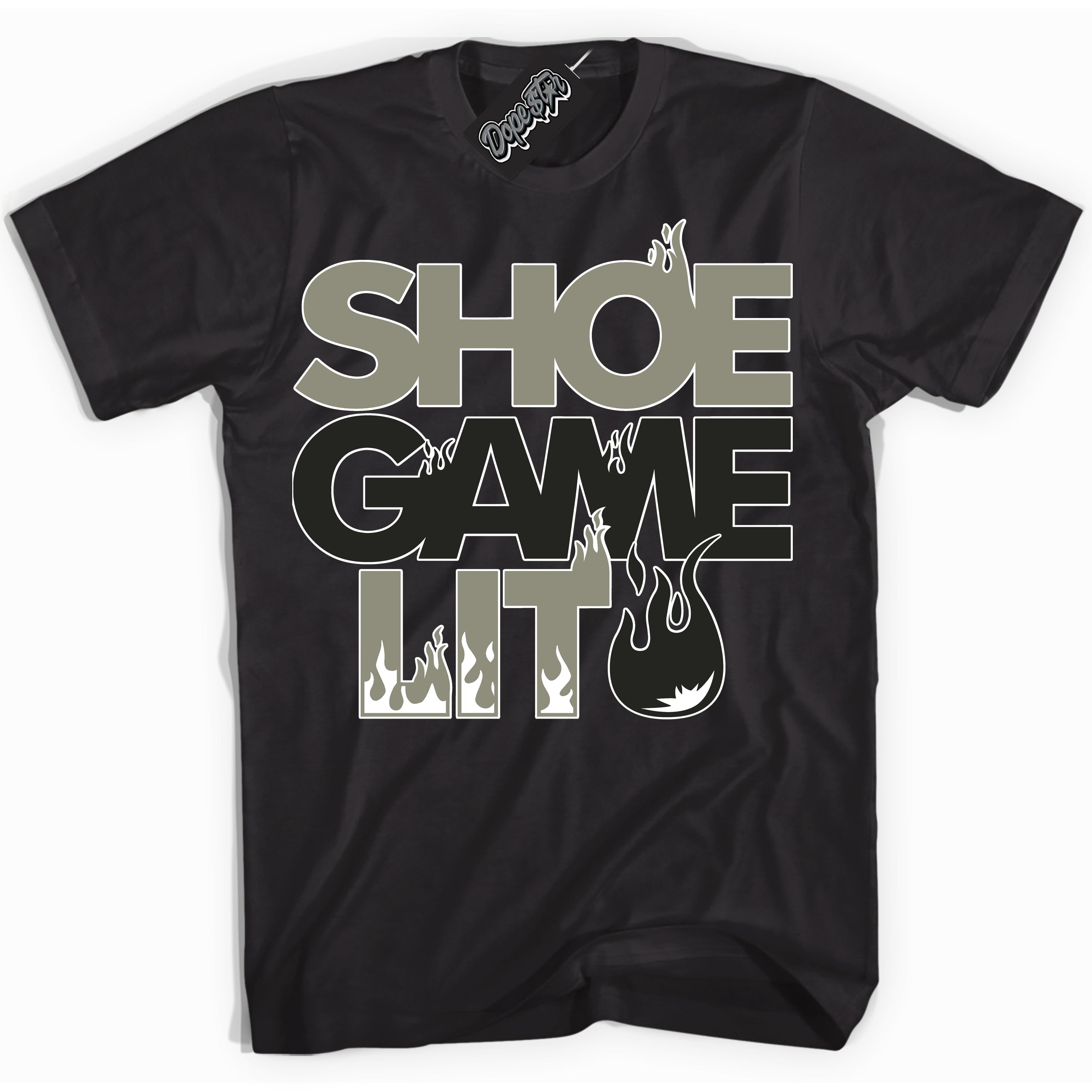 Cool Black Shirt with “ Shoe Game Lit ” design that perfectly matches AJKO Low Shadow 1s Sneakers.
