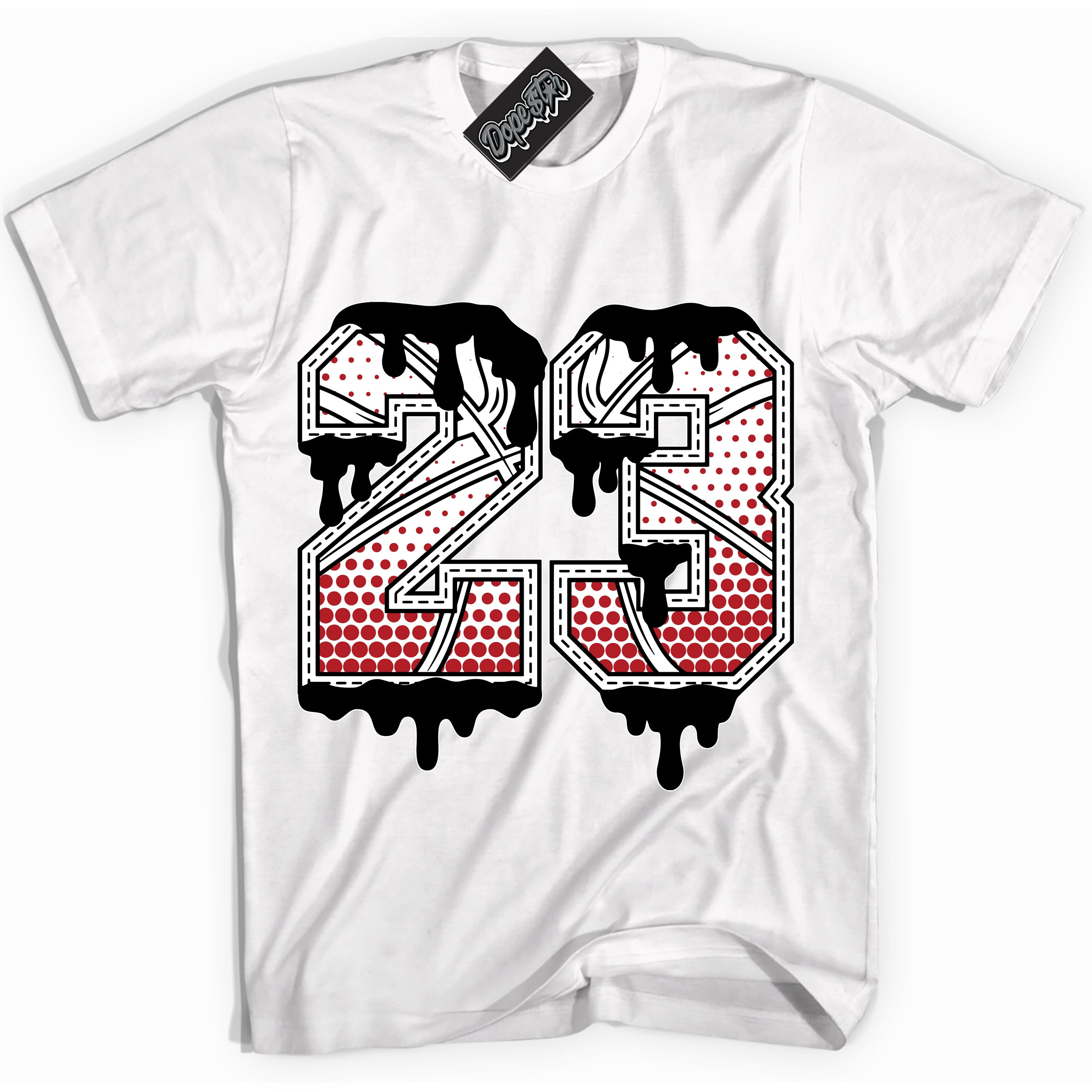 AJ1 Retro High '85 OG Bred ‘23 Ball’ – White Streetwear T-Shirt | Sneaker Matching shirt for AJ1 Retro High '85 OG Bred | Men's and Women's Streetwear Graphic Tee by Sneaker Shirts Outlet.
