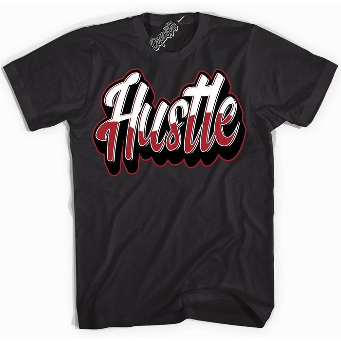 AJ1 Retro High '85 OG Bred ‘Hustle’ – Black Streetwear T-Shirt | Sneaker Matching shirt for AJ1 Retro High '85 OG Bred | Men's and Women's Streetwear Graphic Tee by Sneaker Shirts Outlet.
