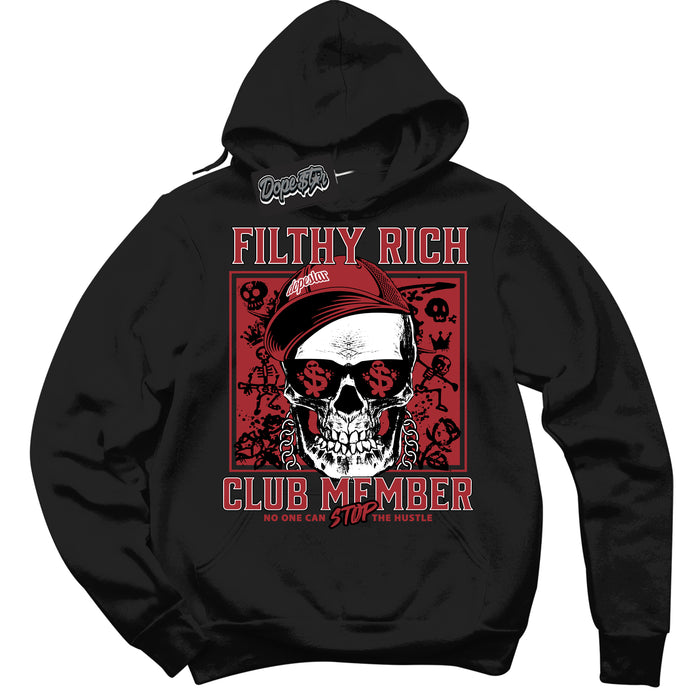 AJ1 Retro High '85 OG Bred ‘Filthy Rich – Black Streetwear Hoodie | Sneaker Matching sweatshirt for AJ1 Retro High '85 OG Bred | Men's and Women's Streetwear Graphic Hoodie by Sneaker Shirts Outlet