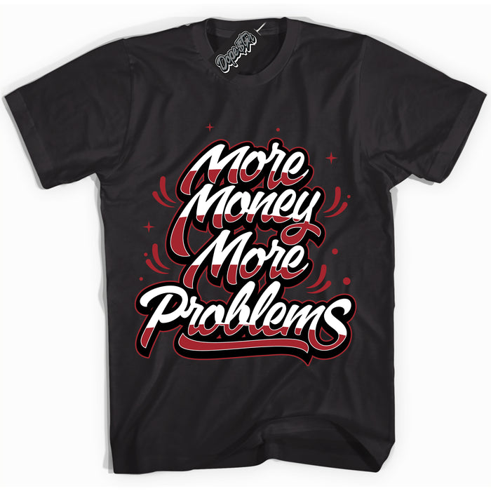AJ1 Retro High '85 OG Bred ‘More Money Problems’ – Black Streetwear T-Shirt | Sneaker Matching shirt for AJ1 Retro High '85 OG Bred | Men's and Women's Streetwear Graphic Tee by Sneaker Shirts Outlet.
