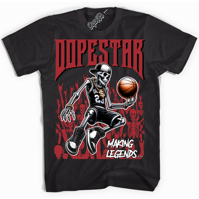 AJ1 Retro High '85 OG Bred ‘Making Legends’ – Black Streetwear T-Shirt | Sneaker Matching shirt for AJ1 Retro High '85 OG Bred | Men's and Women's Streetwear Graphic Tee by Sneaker Shirts Outlet.
